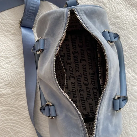 Juicy Couture Slate Blue Obsession Velour Satchel - Picture 10 of 13